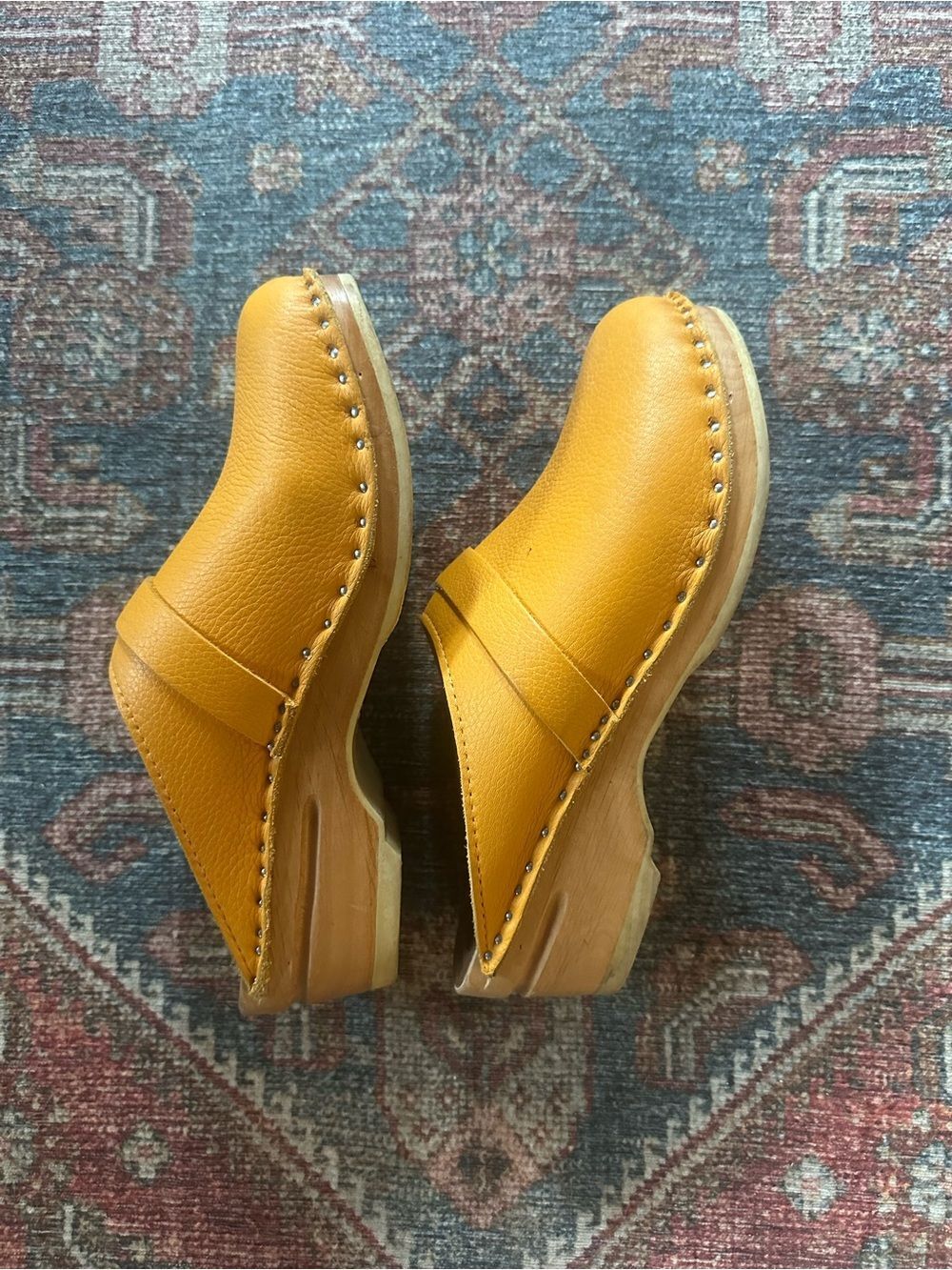 Troentorp Da Vinci Slip-On Leather Clogs in Ochre Yellow - Picture 4 of 8